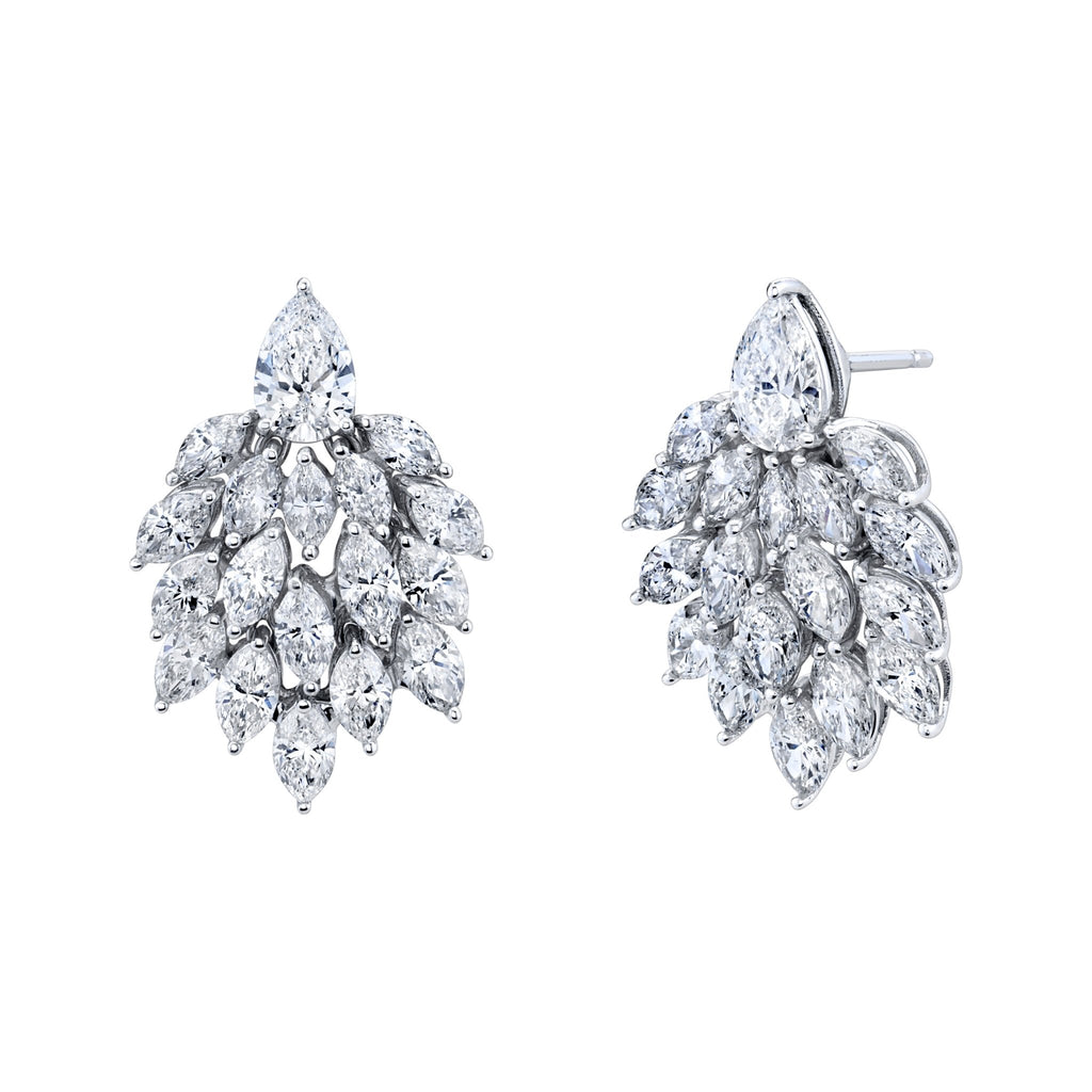 Marquise and Pear Shape Diamonds Cluster Earrings - Chapel Hills Jewelry