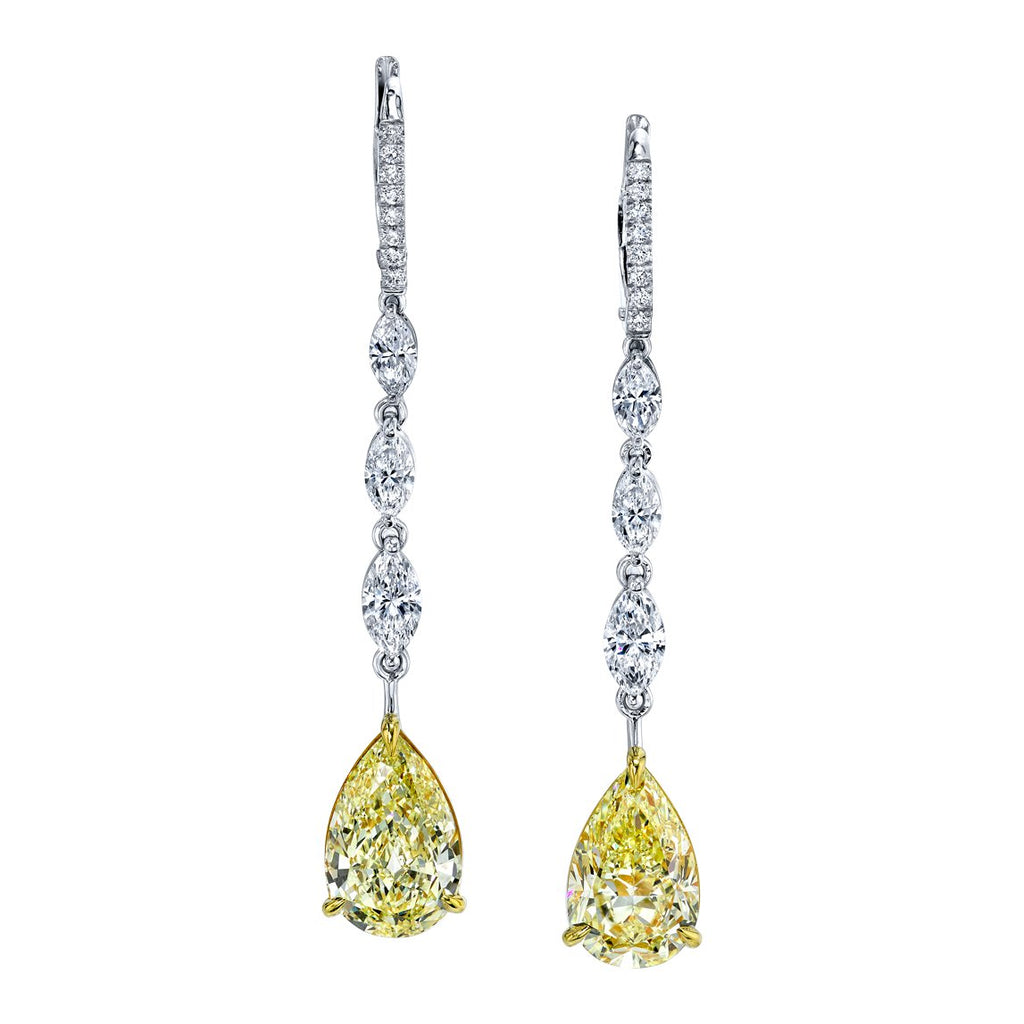 Mix Shape Drop Earring with Fancy Yellow Pear Shape Dangle - Chapel Hills Jewelry