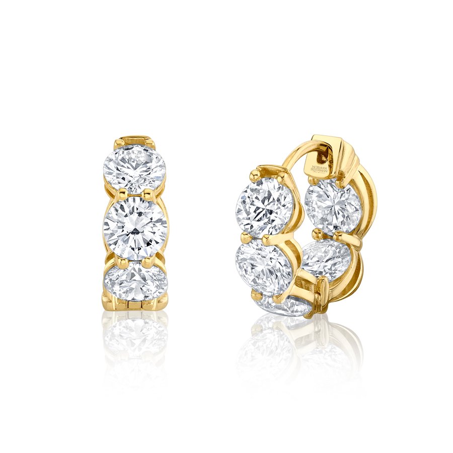 Norman Silverman Signature Round Diamond Huggies In Yellow Gold - Chapel Hills Jewelry