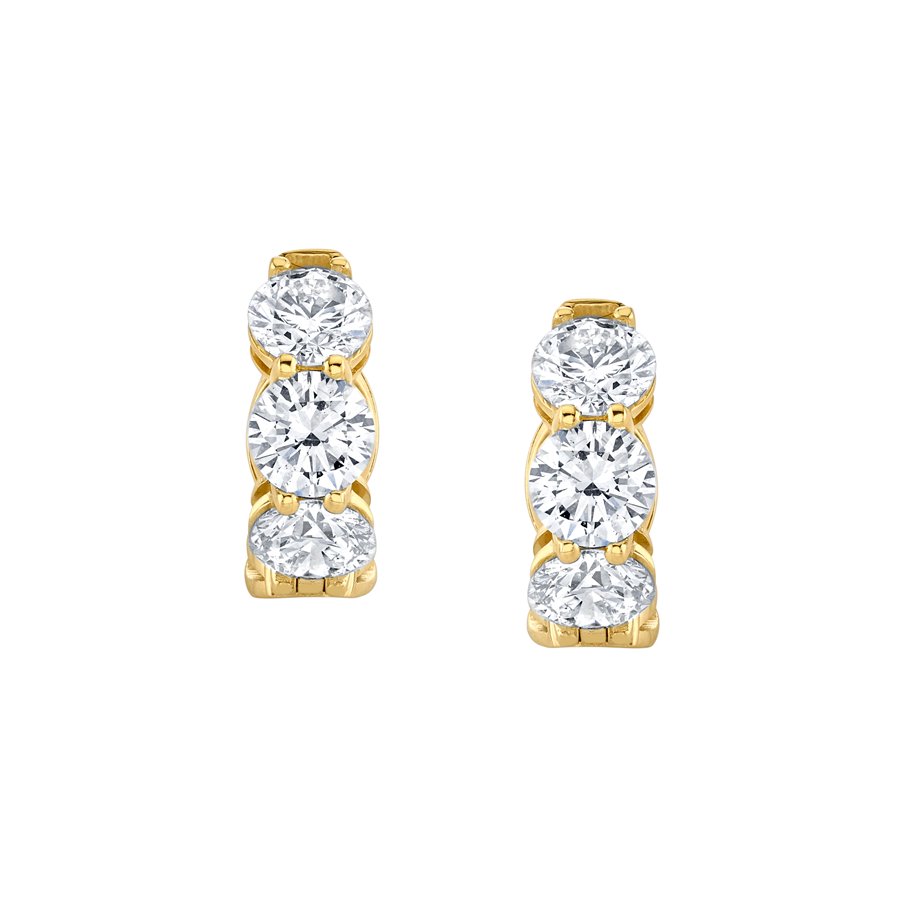 Norman Silverman Signature Round Diamond Huggies In Yellow Gold - Chapel Hills Jewelry