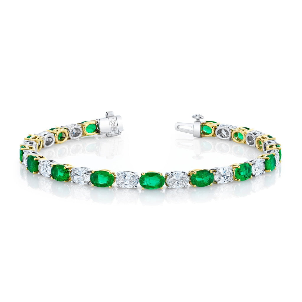 Oval - cut Emeralds and Diamonds Bracelet - Chapel Hills Jewelry