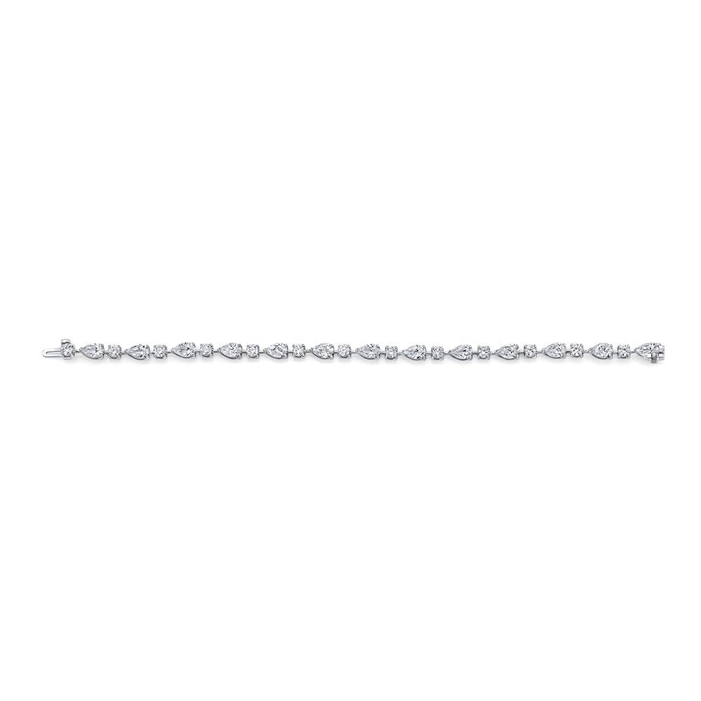 Pear and Round Brilliant Straight Line Bracelet - Chapel Hills Jewelry