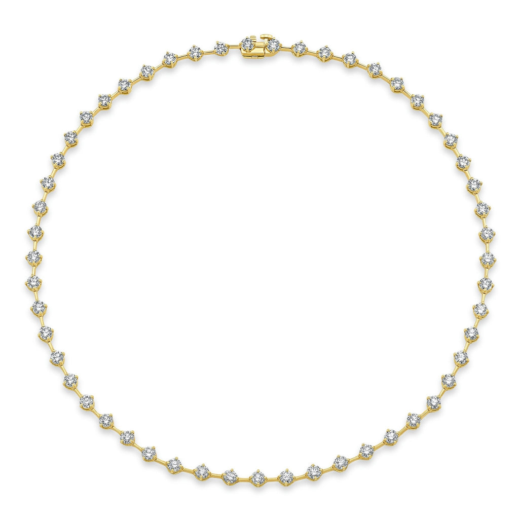 Round Brilliant Diamonds in 18k Yellow Gold Bar Necklace - Chapel Hills Jewelry