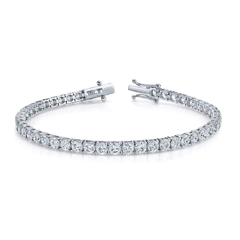 Round Brilliant diamonds set in 4 - prong straight line bracelet. - Chapel Hills Jewelry