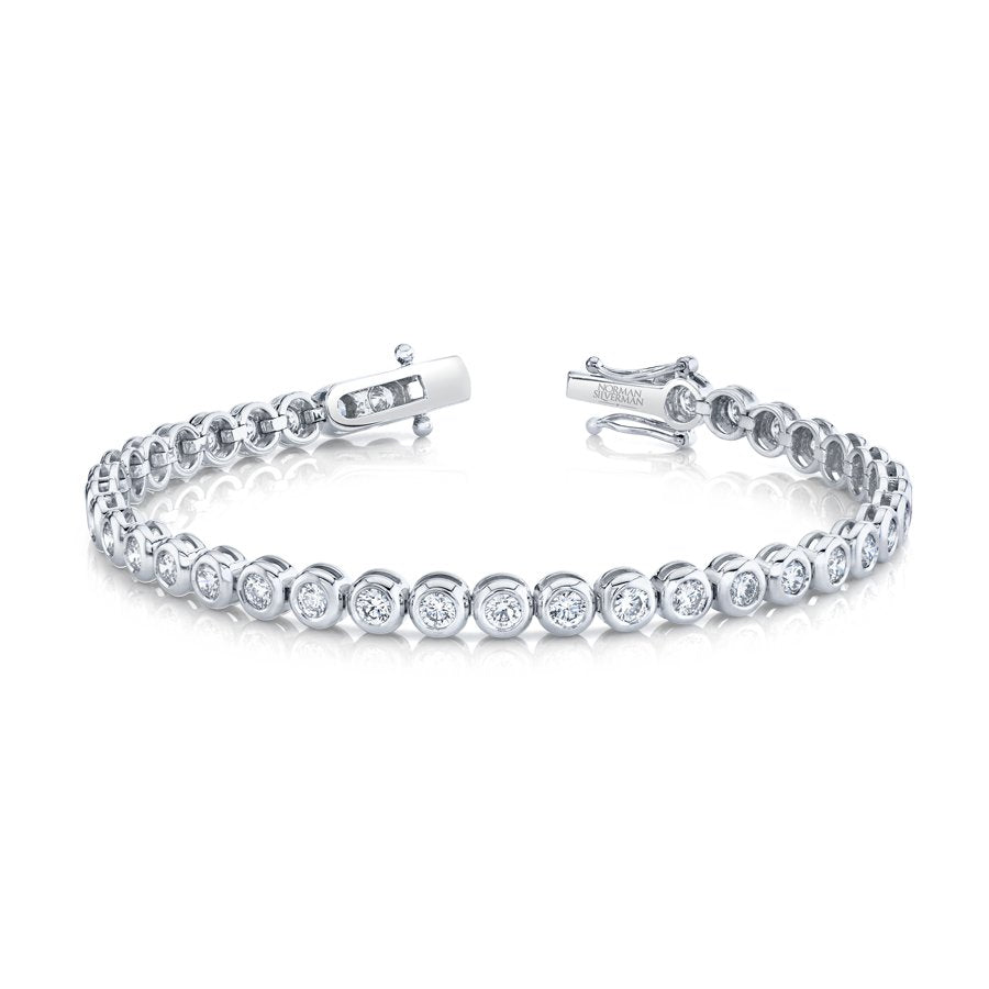 Round Brilliant Straight Line Bracelet Bezel Set - Chapel Hills Jewelry