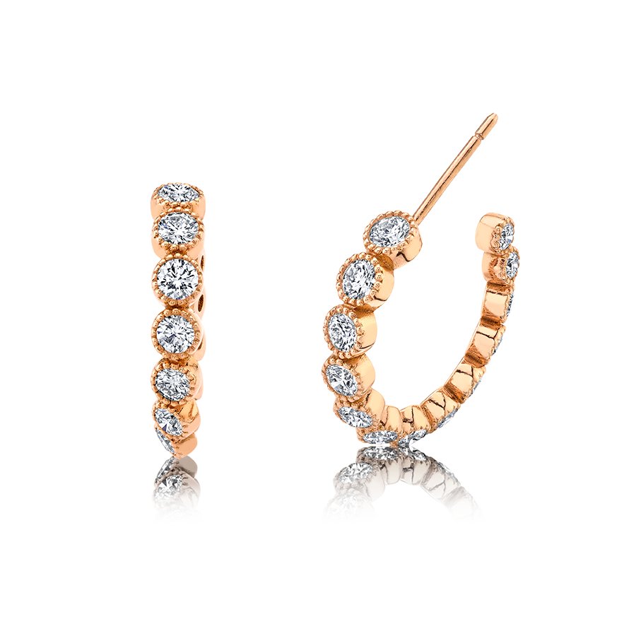 Round Diamond Bezel Hoops - Chapel Hills Jewelry