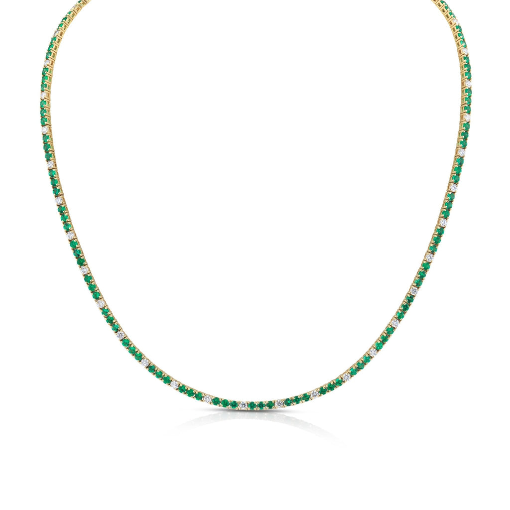 Round Green Emeralds and Diamonds Necklace - Chapel Hills Jewelry