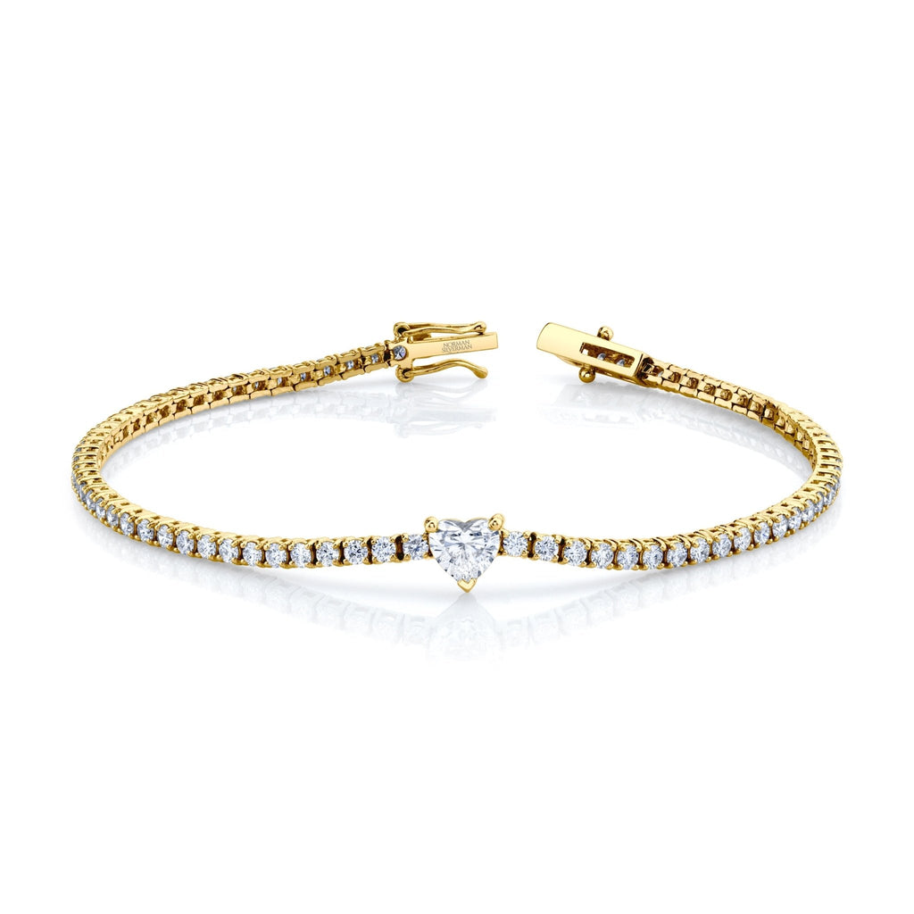 Straight Line Bracelet with Heart Shape Center Stone - Chapel Hills Jewelry