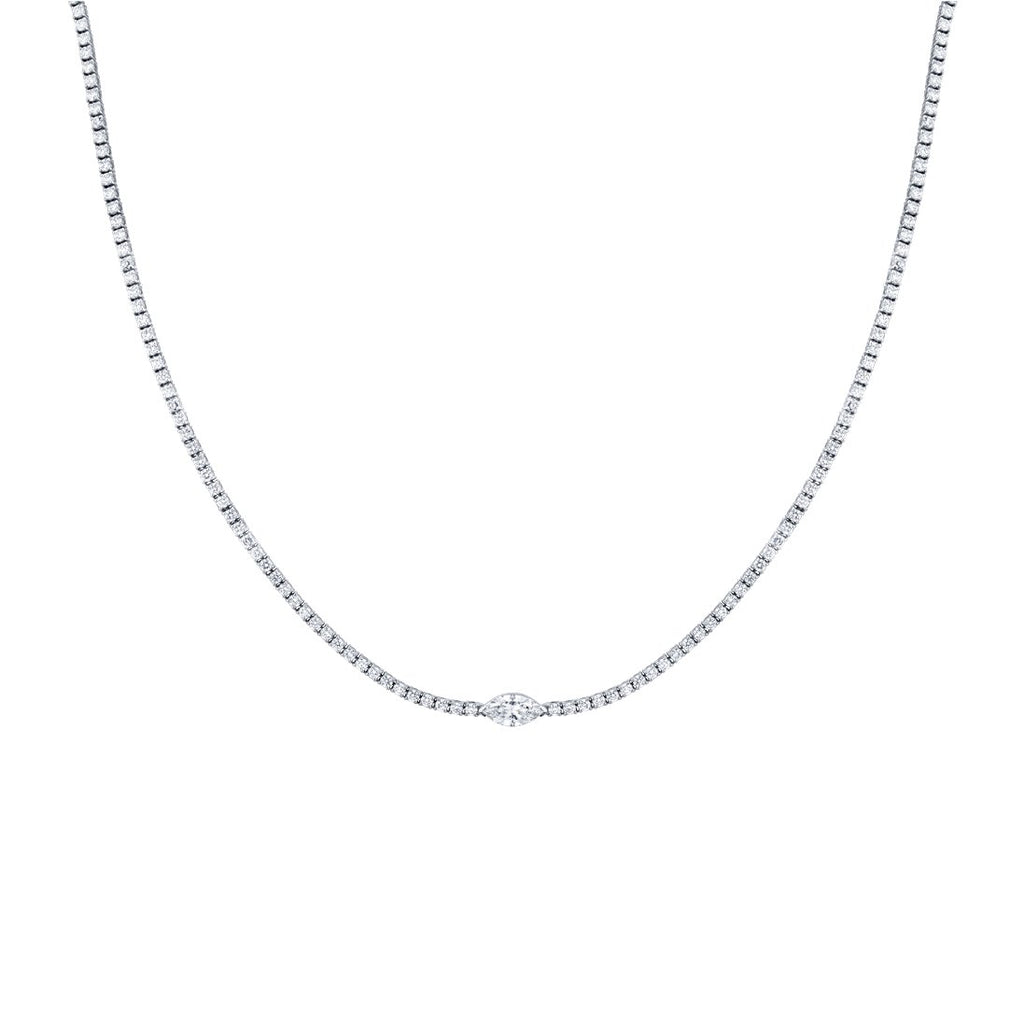 Straightline necklace with a marquise center stone - Chapel Hills Jewelry