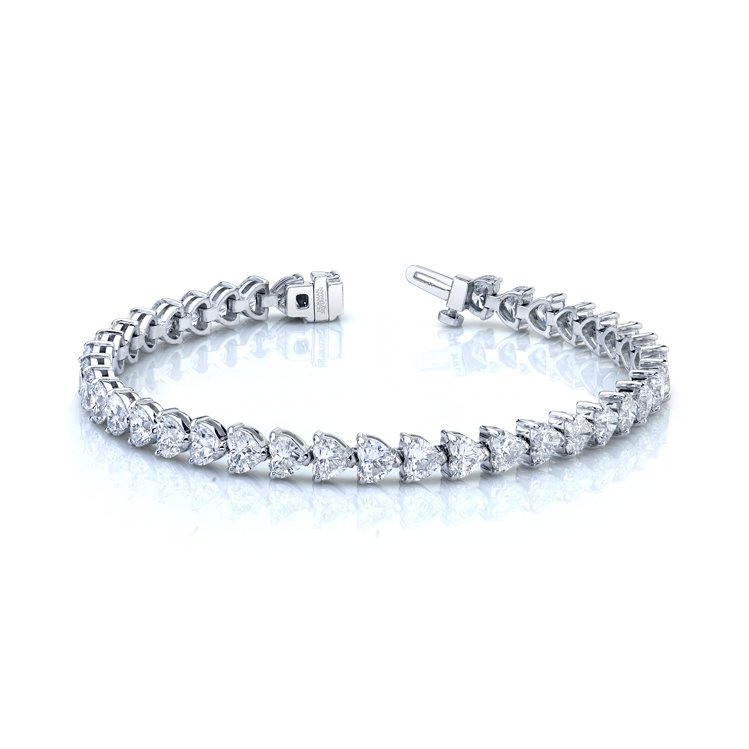 White Gold Heart Shape Straight Line Bracelet - Chapel Hills Jewelry