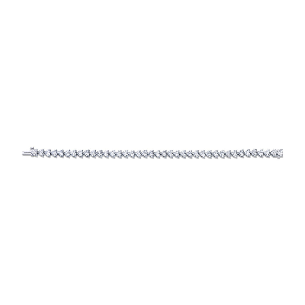 White Gold Heart Shape Straight Line Bracelet - Chapel Hills Jewelry